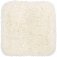 SNUGRUGS Soft Long Wool Genuine Sheepskin Square Seat Pad, Microsuede Backing in Ivory | Size: 40 cm x 40 cm