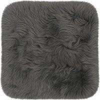 SNUGRUGS Soft Long Wool Genuine Sheepskin Square Seat Pad, Microsuede Backing in Light Grey | Size: 40 cm x 40 cm