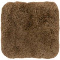 SNUGRUGS Soft Long Wool Genuine Sheepskin Square Seat Pad, Microsuede Backing in Taupe | Size: 40 cm x 40 cm