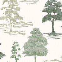 Belgravia Carlotta Tree Heavyweight Textured Wallpaper in Green
