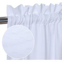 London Boutique 2PCS 30"24"Waterproof Embossed Curtains Seersucker Texture Curtains in White