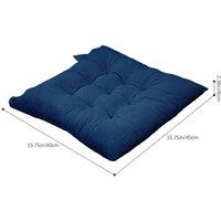 PAWNORA 4x Dark Blue Thick Square Chair Cushions Tie On Garden Dining