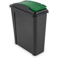 PAWNORA green 25L Plastic Bin With Flap Lid in Black
