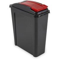 PAWNORA red 25L Plastic Bin With Flap Lid in Black
