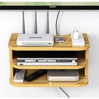 FORGEVIO 3 Tier Floating Wall-Mounted Media Shelf Sky Box in Natural | Size: 0.6m2