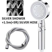 PAWNORA High Pressure Shower head + 1.5m hose in Silver