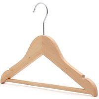 PAWNORA Wooden Coat Hangers with Bar Natural 10X