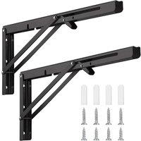 PAWNORA 400mm Heavy Duty Fold up Bracket Shelf in Black