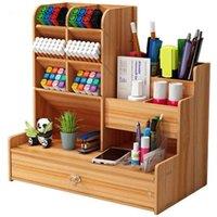 FORGEVIO Desktop Organizer Pen Holder Tidy Storage Office in Natural | Size: 0.6m2