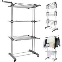 FORGEVIO 4 Tier Foldable Clothes Airer Rack Indoor Outdoor in Silver | Size: 0.6m2