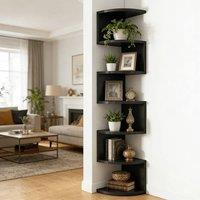 FORGEVIO 7 Tier Wall Shelf -Unit Vertical Shelf Floating Storage in Black | Size: 0.6m2