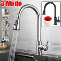 FORGEVIO PullOut Kitchen Sink Mixer Tap SingleLever Mono Home Kitchen Tap in Silver | Size: 10000mm x 520mm
