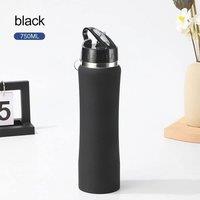 SPETLEK Black 750ml Straw Thermal Bottle Double-layer Stainless | Size: 100 cm x 15 cm