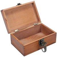 SPETLEK S Lockable Vintage Wooden Treasure Chest Storage Box in Brown
