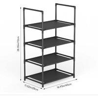 SPETLEK 4Tier Metal Shoe Rack Sturdy Steel Shelf in Black | Size: 100 cm x 15 cm