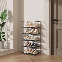 SPETLEK 5Tier Metal Shoe Rack Sturdy Steel Shelf in Black | Size: 100 cm x 15 cm