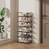 SPETLEK 6Tier Metal Shoe Rack Sturdy Steel Shelf in Black | Size: 100 cm x 15 cm