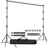 Ventryn Heavy Duty Adjustable Backdrop Stand Kit Photography Studio with Case in Black