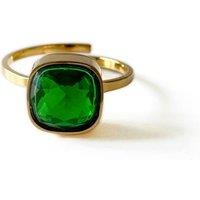 Luxe Tones Women's Jasu Luxe 18k Gold Plated Green Stone Ring
