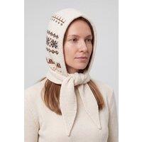 Vellin Women's Nordic Pattern Knitted Balaclava Hood Scarf in Cream