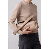Vellin Women's Women's Soft Faux Leather Zip Top Shoulder Bag with Gift BOX in Beige