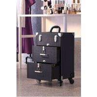 Living and Home Professional 3-in-1 Rolling Cosmetic Cases Makeup Trolley Nail Luggage Storage Organizer in Black