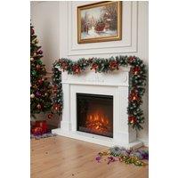 Living and Home 8.8FT/2.7M Christmas Garland with LED Artificial Berry Pine Cone Bowknot Golden Bell Vine for Fireplace Stairs in Green