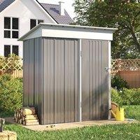 Living and Home Outdoor Metal Storage Shed with Lockable Door in Grey