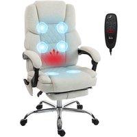 Rolipo Heated 6-Point Massage Fabric Office Chair With Footrest & High Back in Cream
