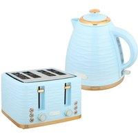 Rolipo Light Blue Kettle & Toaster Set, 1.7L & 4 Slice