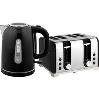 Rolipo Black Kettle & Toaster Set, 1.7L 3000W Rapid Boil, 4 Slice