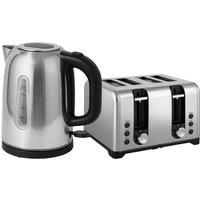 Rolipo Silver Kettle & Toaster Set, 1.7L Rapid Boil, 4-Slice