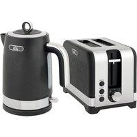 Rolipo Black Textured Kettle & Toaster Set, 1.7L 3000W Rapid Boil