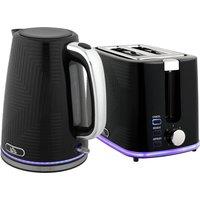 Rolipo Black Kettle & Toaster Set, High-Shine Steel, 1.7L Capacity