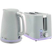 Rolipo Grey Kettle & Toaster Set, 1.7L 3000W Steel