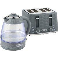 Rolipo Grey Kettle & Toaster Set Modern Hexagon Pattern 1.7L 3000W