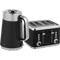Rolipo Black Kettle & Toaster Set, 4 Slice Toaster with 7 Browning Levels