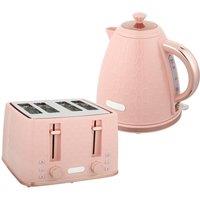 Rolipo Light Pink Kettle & Toaster Set: 1.7L Jug & 4 Slice Toaster