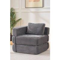 Living and Home Corduroy Folding Sofa Bed with Pillow in Grey