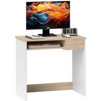Rolipo 80cm Compact Computer Desk With Keyboard Tray & Drawer in White