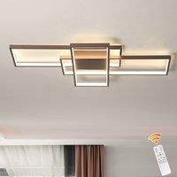 NIVOR 50W Dimmable Led Ceiling Light with Remote 3 Square Coffee Chandelier in Light Brown