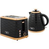 Rolipo 3000W Rapid Boil Kettle & 2 Slice Toaster Set Black