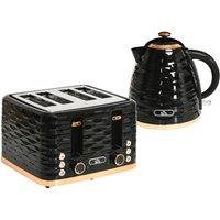 Rolipo Black Kettle & Toaster Set with 3000W Rapid Boil Kettle