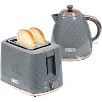 Rolipo Grey 1.7L 3000W Fast Boil Kettle & 2 Slice Toaster Set