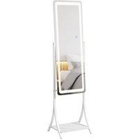 Rolipo LED Full Length Mirror with 3 Colour Temperatures & Storage Shelf in White