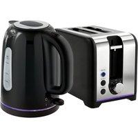 Rolipo Black Kettle & Toaster Set with Polished Steel Accents