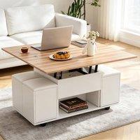 Rolipo White Lift Top Coffee Table with Storage & 4 Chairs