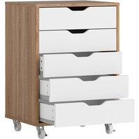 Rolipo 5-Drawer Mobile Office Filing Cabinet With Wheels in Brown