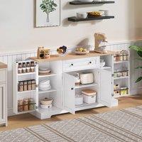 Rolipo 138cm Kitchen Sideboard: Modern Kitchen Buffet with Drawers in White