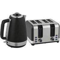 Rolipo Black & Silver Kettle & Toaster Set 1.7L 3000W